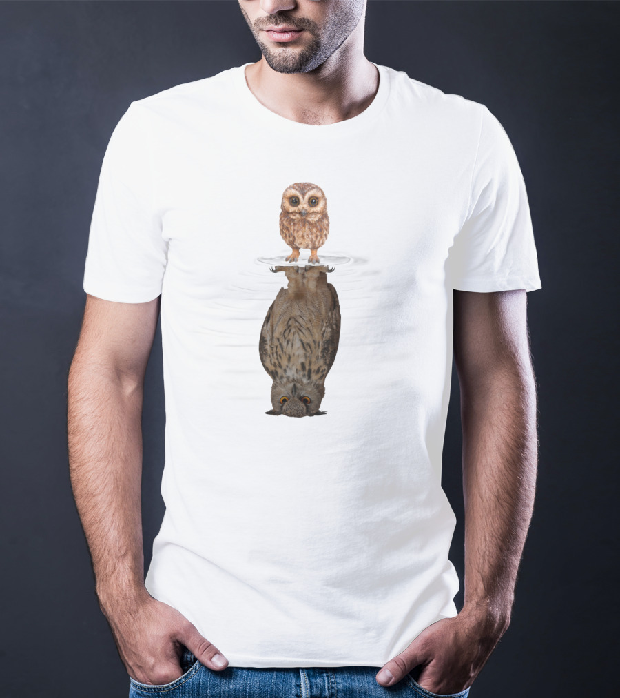 Owl Mirror Evolution Reflection Transformation T-Shirt