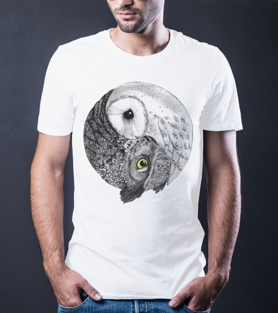 Yin Yang Black And White Owl T-Shirt