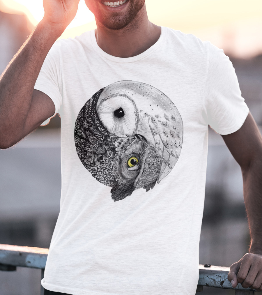 Yin Yang Black And White Owl T-Shirt