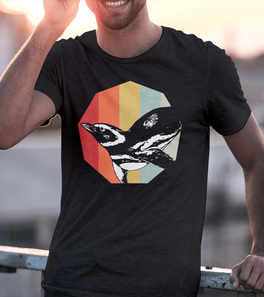 Retro Penguin Vintage Stripes T-Shirt