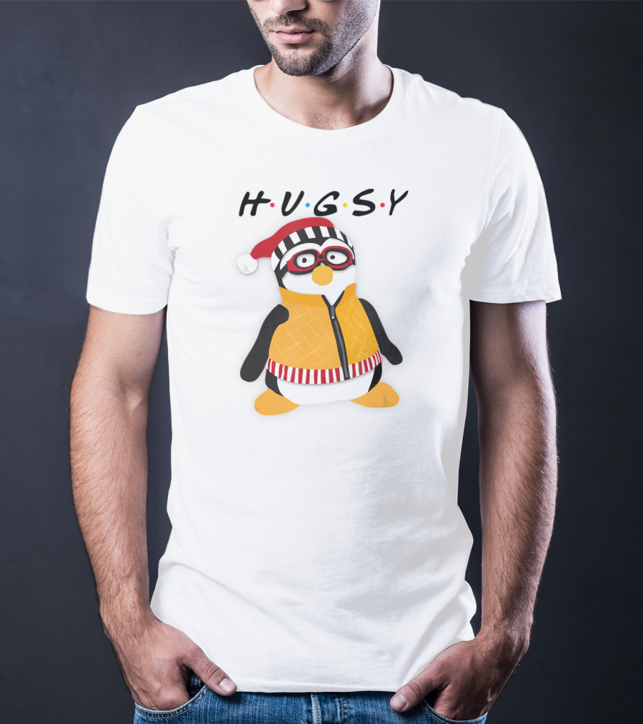 Hugsy Penguin With Santa Hat And Glasses T-Shirt