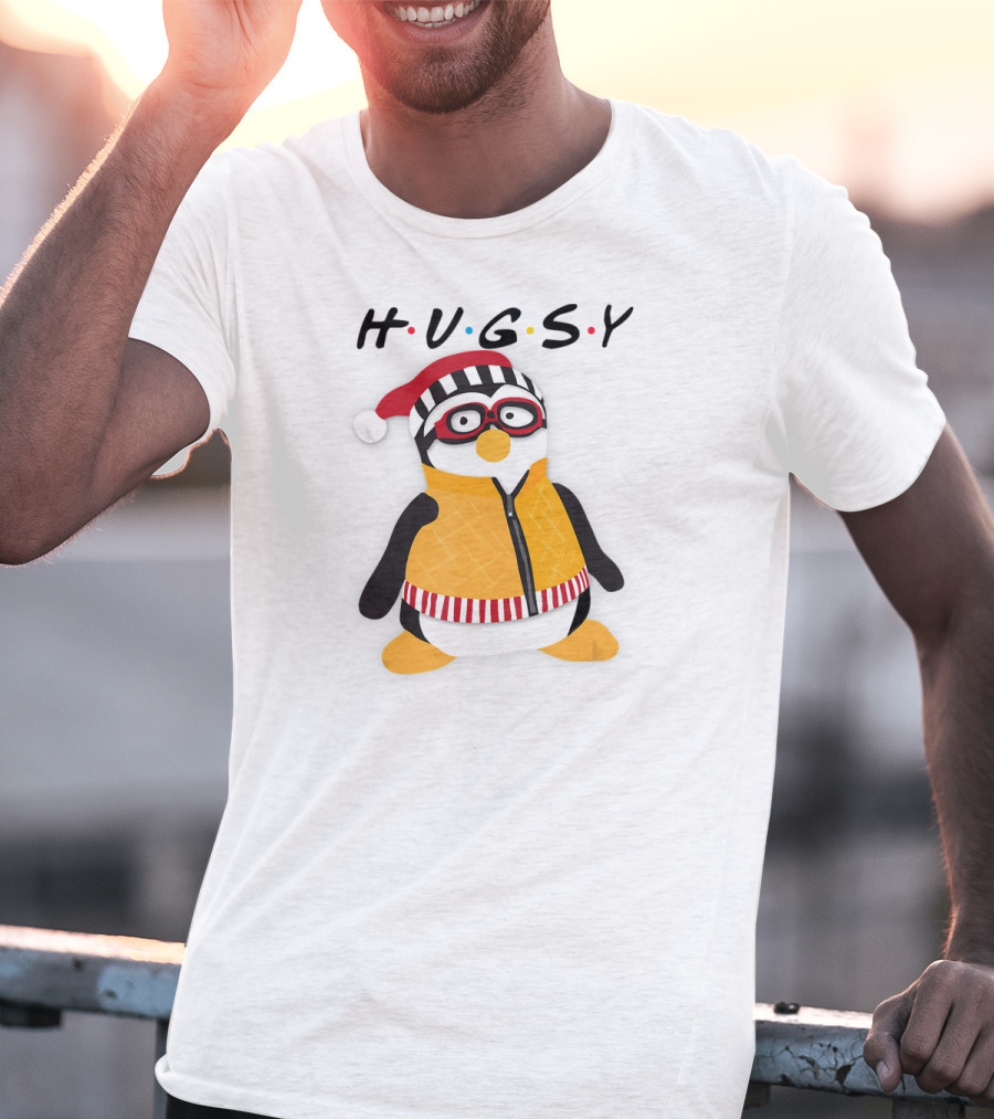 Hugsy Penguin With Santa Hat And Glasses T-Shirt