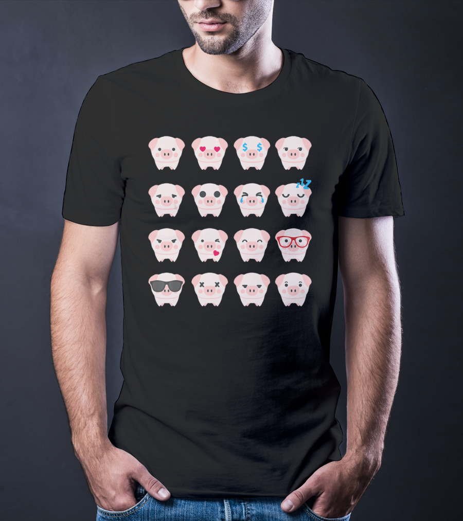 Pig Emoji Expressions Pig Lover T-Shirt