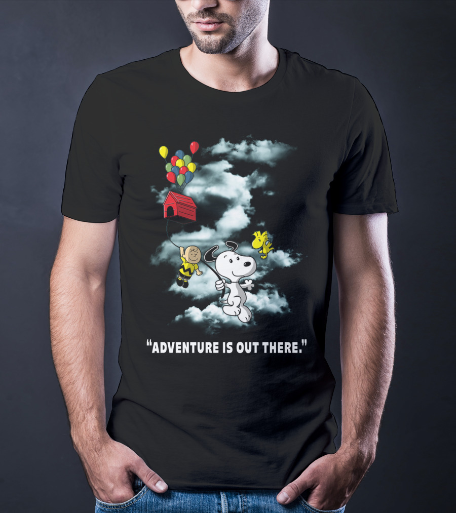 Adventure Is Out There Charlie Brown Snoopy Woodstock Balloons Peanuts T-Shirt