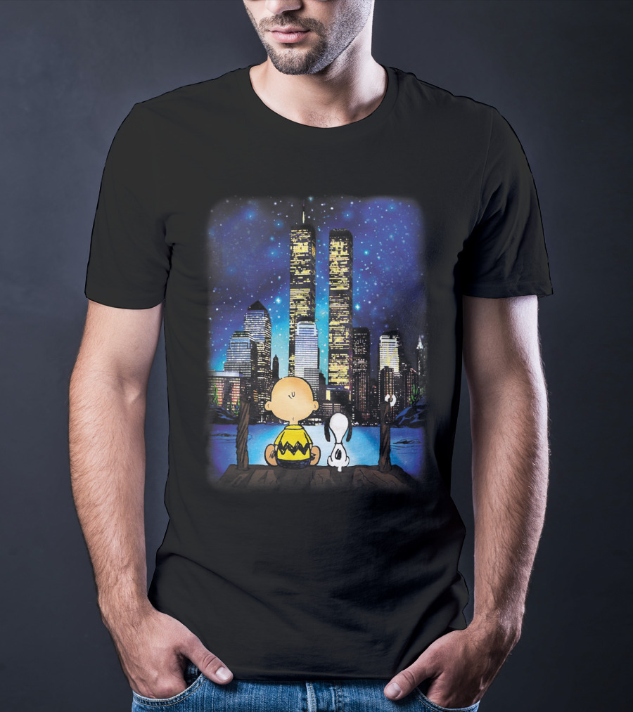 Always Remember Snoopy The Peanuts Movie Twin Towers Charlie Brown Night Sky T-Shirt