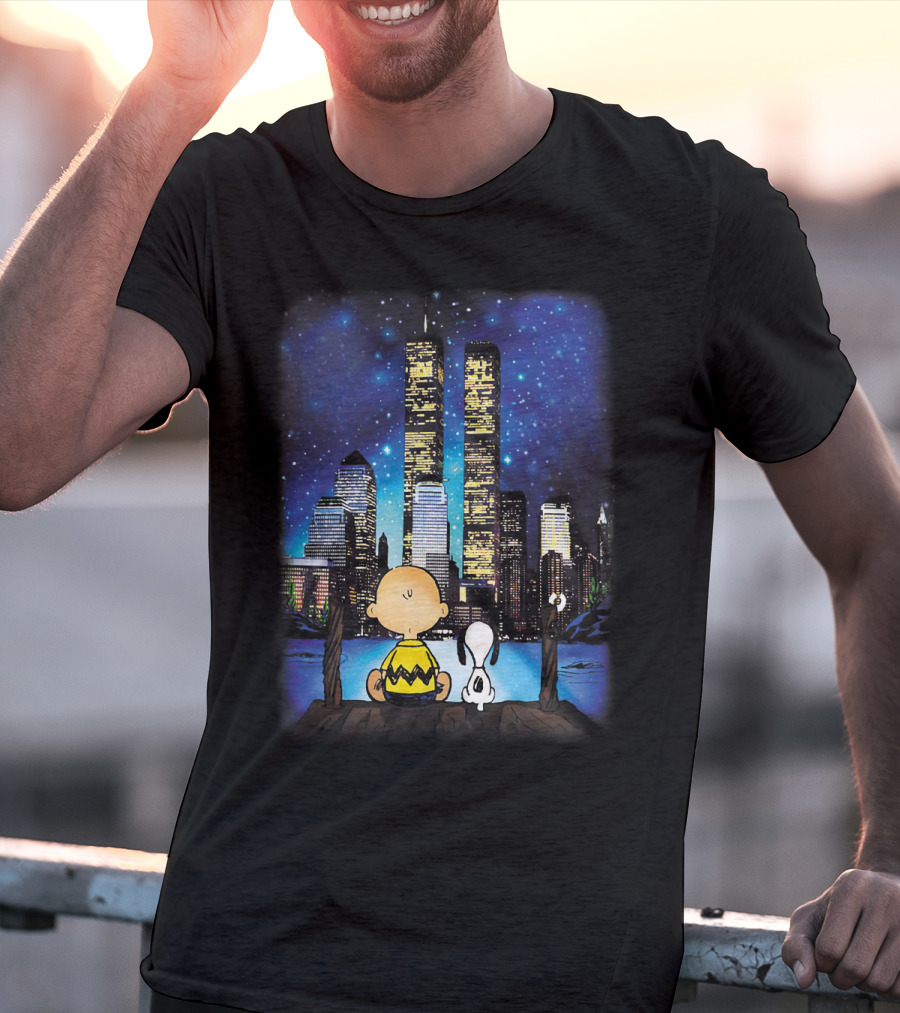 Always Remember Snoopy The Peanuts Movie Twin Towers Charlie Brown Night Sky T-Shirt