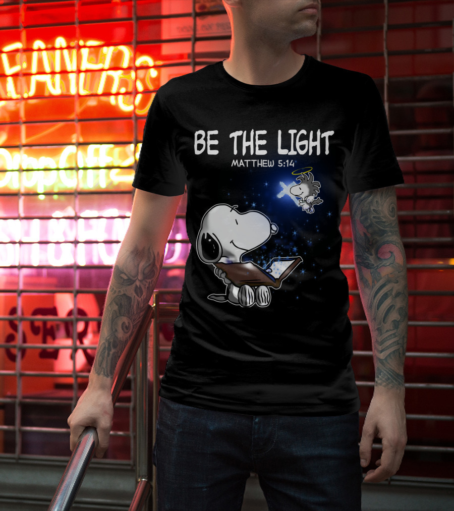 Be The Light Matthew 5:14 Snoopy The Peanuts Movie Woodstock Angel T-Shirt