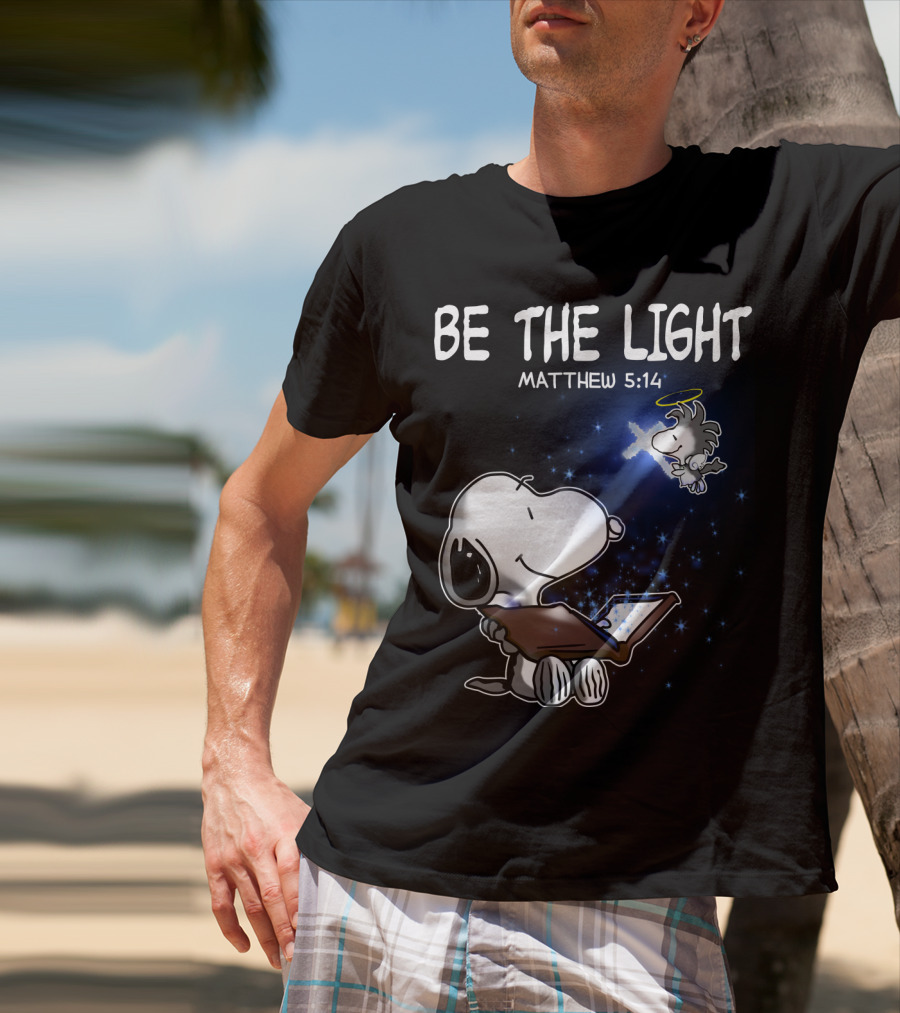 Be The Light Matthew 5:14 Snoopy The Peanuts Movie Woodstock Angel T-Shirt