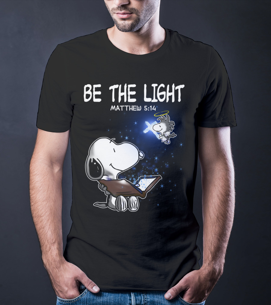 Be The Light Matthew 5:14 Snoopy The Peanuts Movie Woodstock Angel T-Shirt