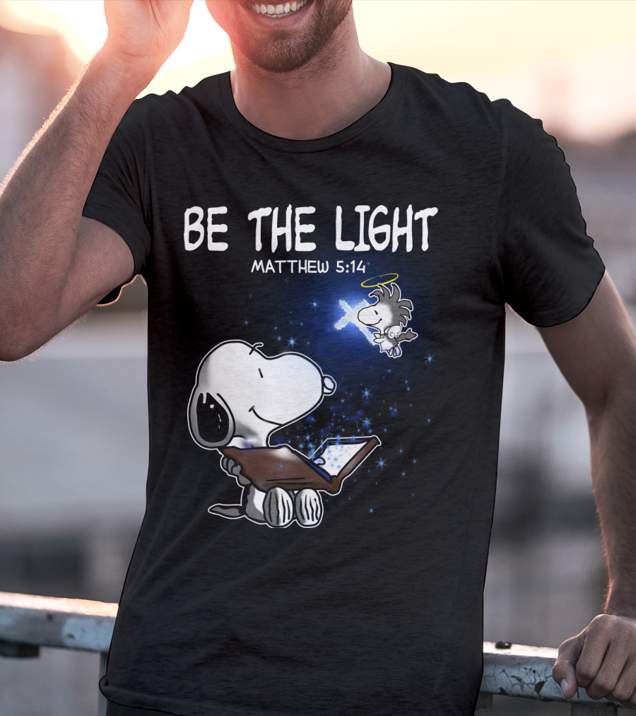 Be The Light Matthew 5:14 Snoopy The Peanuts Movie Woodstock Angel T-Shirt