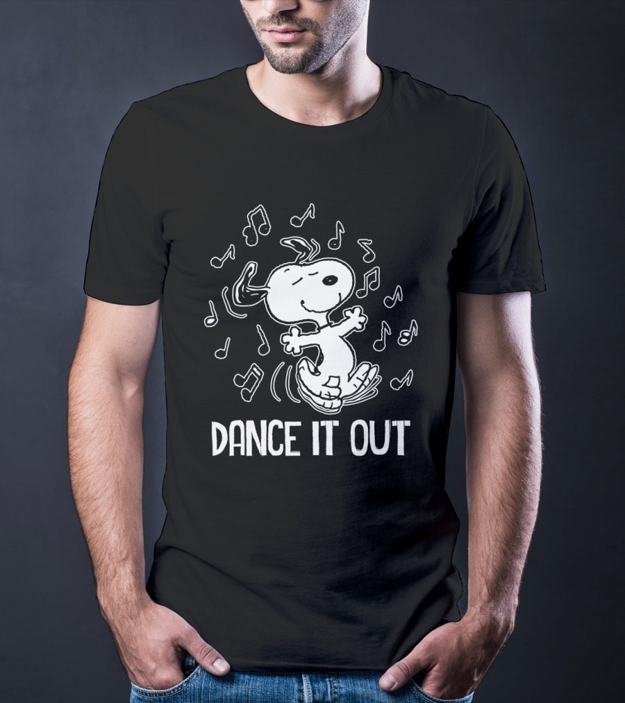 Snoopy Dancing To The Peanuts Movie Music Notes Dance It Out Everywhere T-Shirt