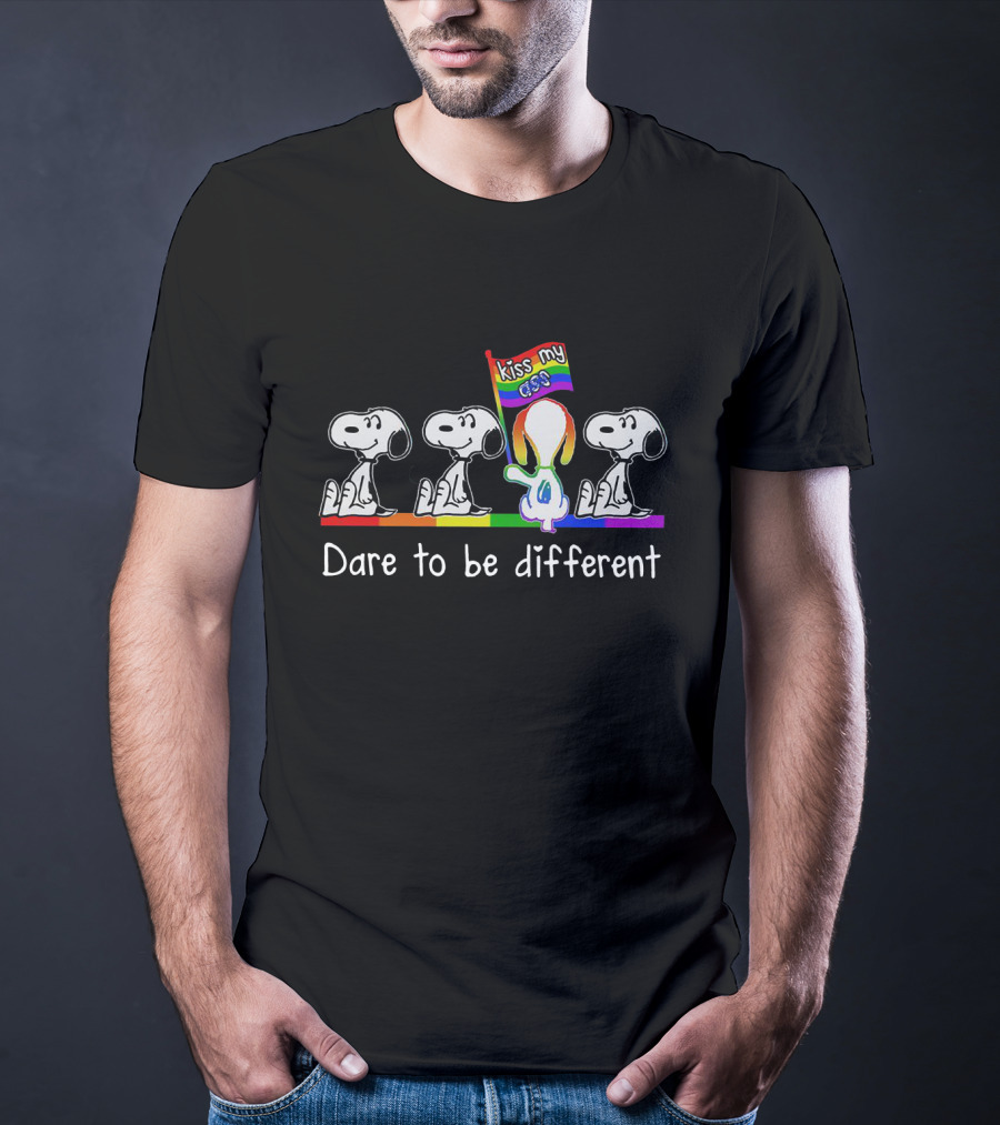Dare To Be Different Kiss My Snoopy Peanuts Rainbow Flag T-Shirt