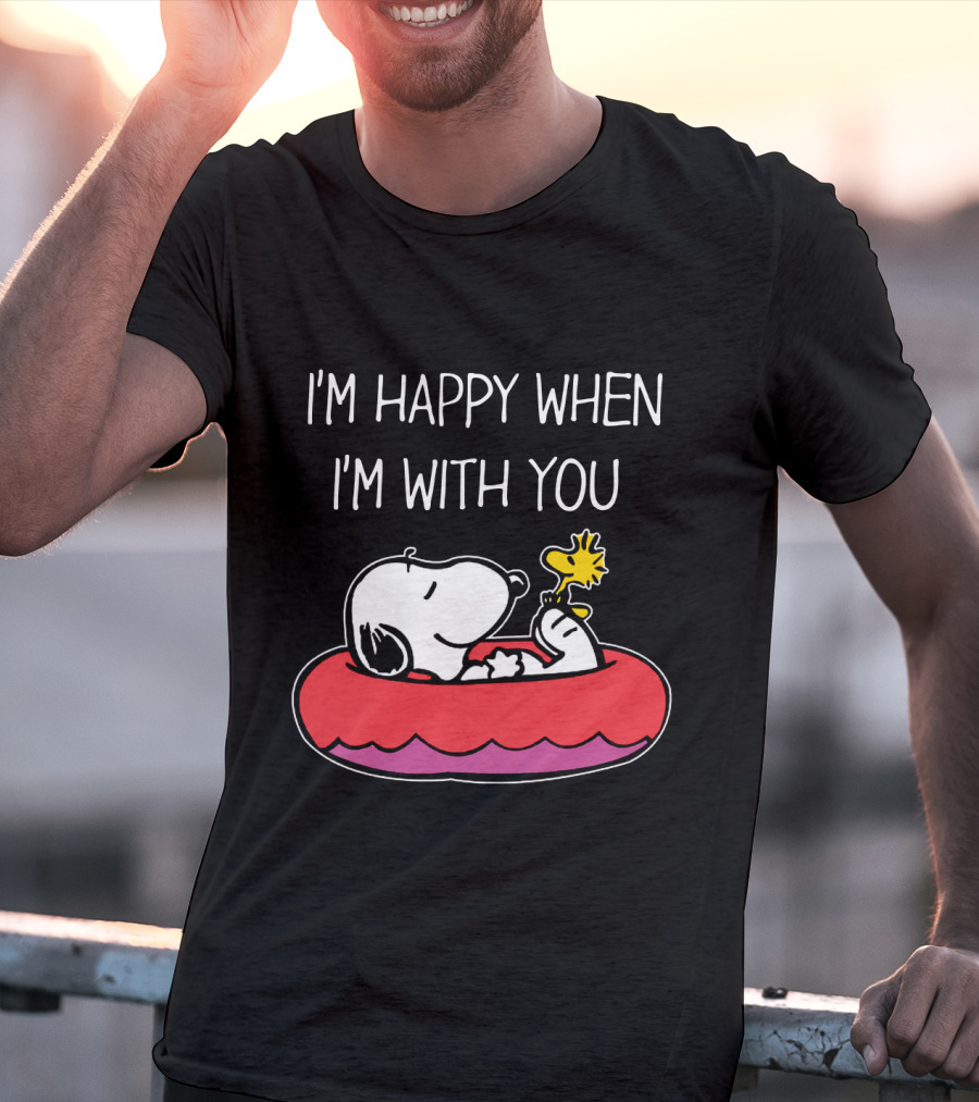 I'm Happy When I'm With You Snoopy And Woodstock Peanuts Float T-Shirt