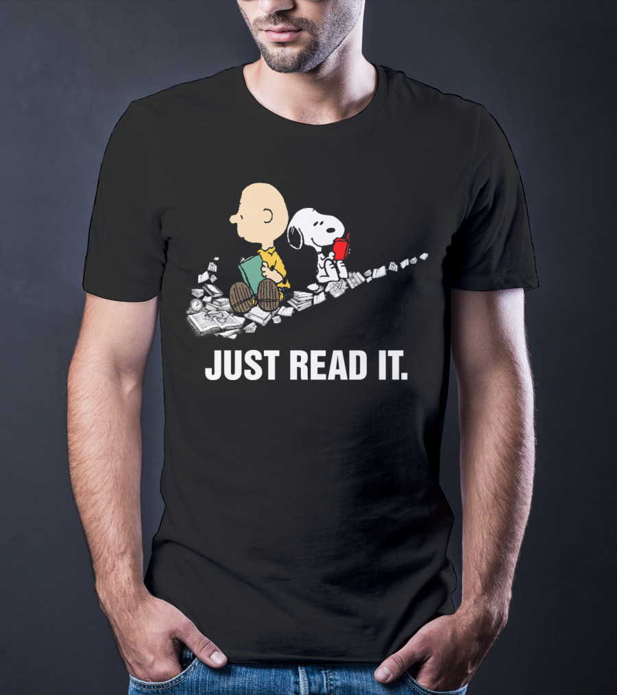 Just Read It Snoopy And Charlie Brown Peanuts Swoosh Books T-Shirt