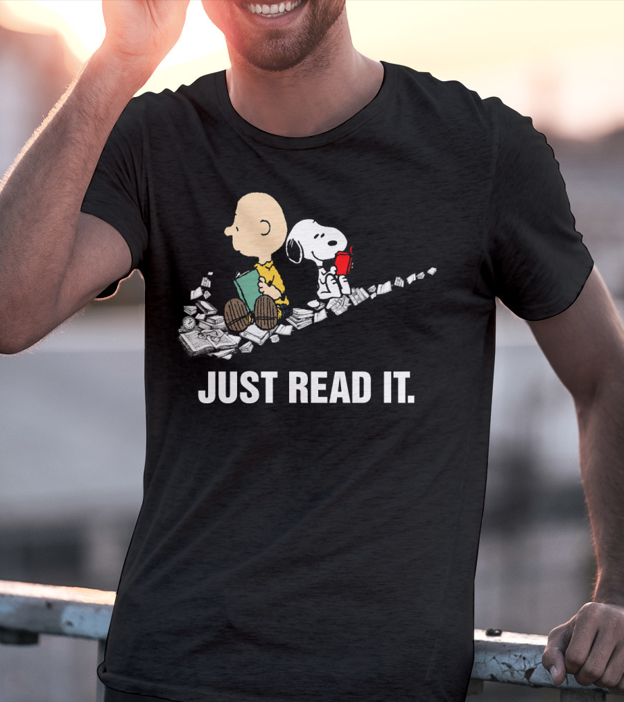 Just Read It Snoopy And Charlie Brown Peanuts Swoosh Books T-Shirt