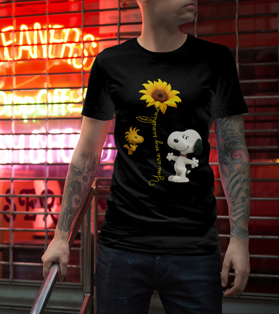 You Are My Sunshine Hippie Snoopy Woodstock Sunflower Peanuts Movie T-Shirt