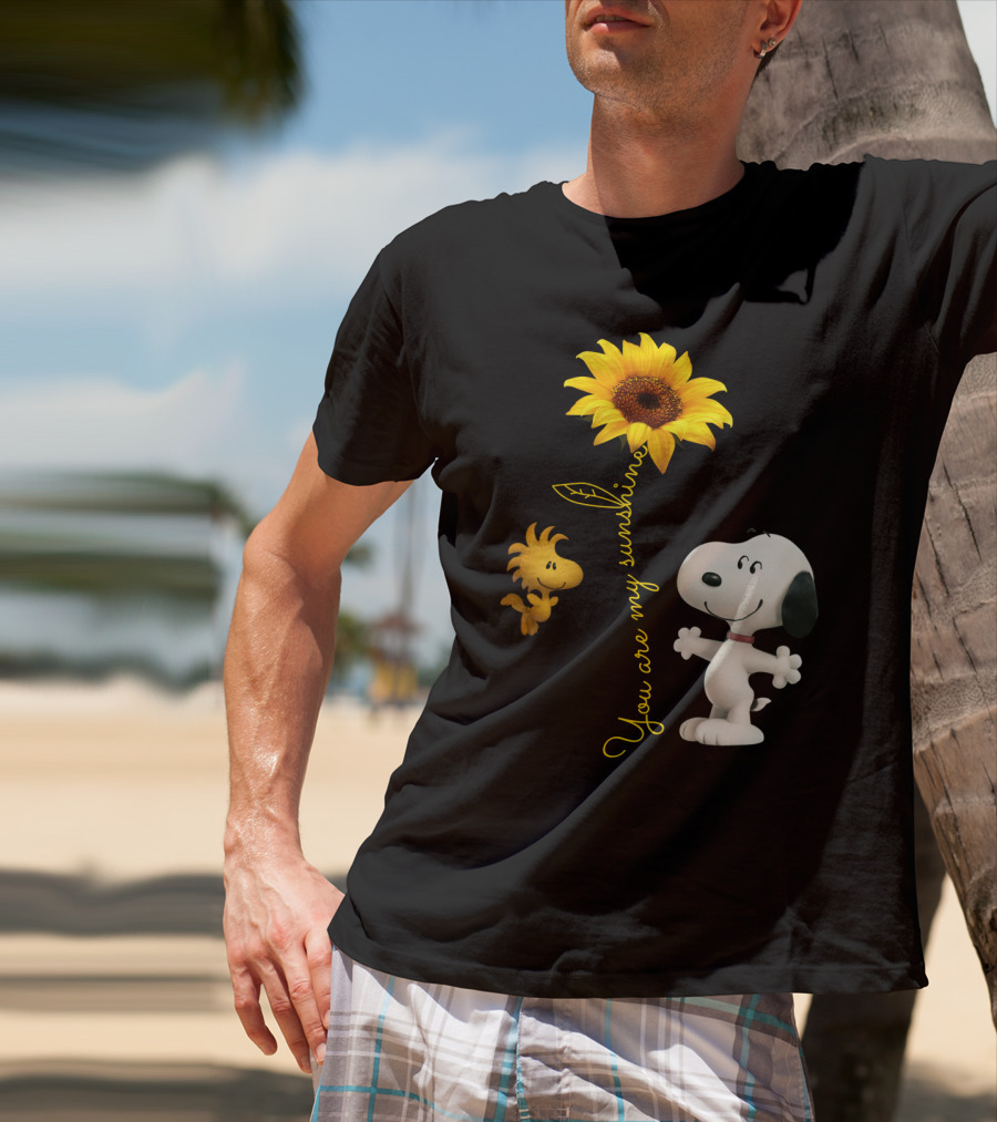 You Are My Sunshine Hippie Snoopy Woodstock Sunflower Peanuts Movie T-Shirt