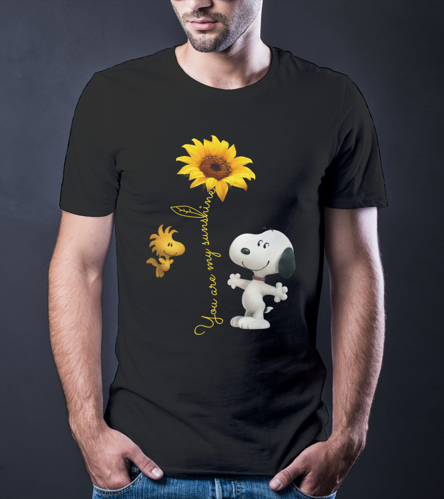 You Are My Sunshine Hippie Snoopy Woodstock Sunflower Peanuts Movie T-Shirt