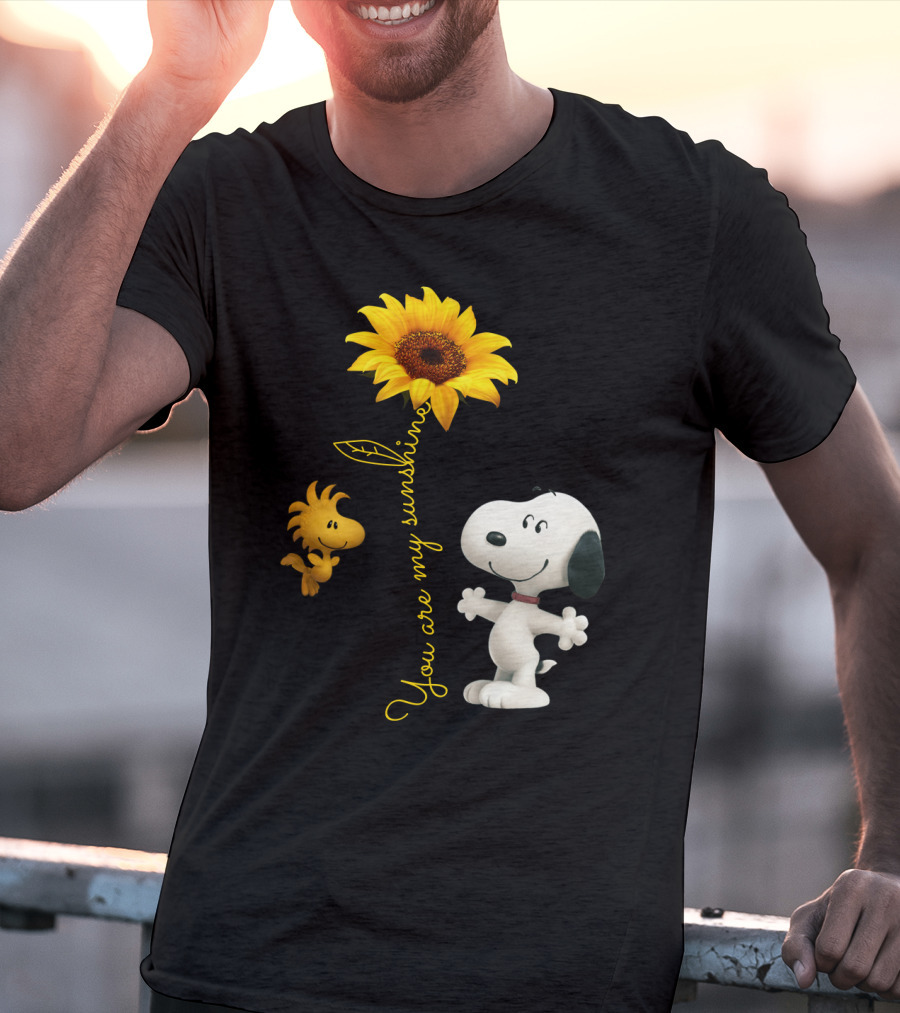 You Are My Sunshine Hippie Snoopy Woodstock Sunflower Peanuts Movie T-Shirt