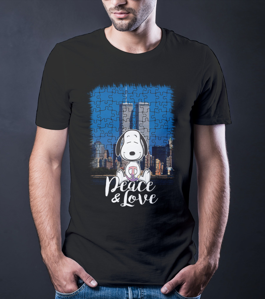 Peace And Love Snoopy 11th September The Peanuts Movie Twin Towers T-Shirt