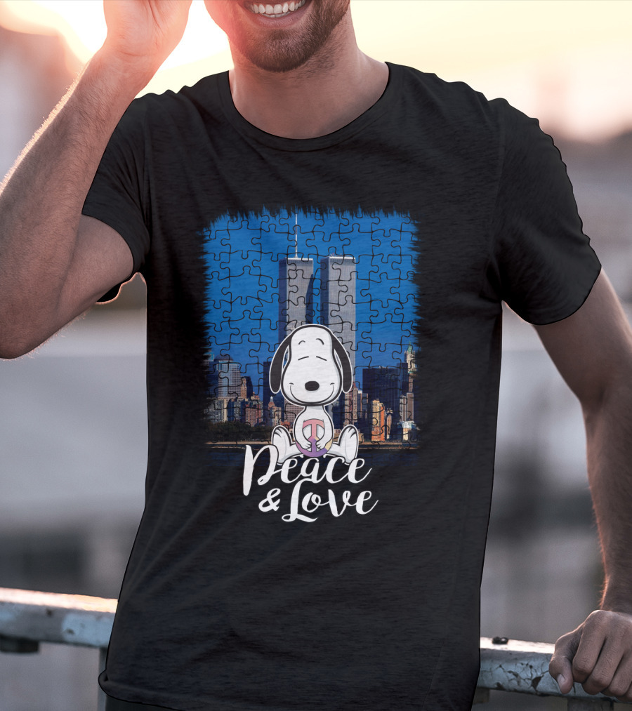 Peace And Love Snoopy 11th September The Peanuts Movie Twin Towers T-Shirt