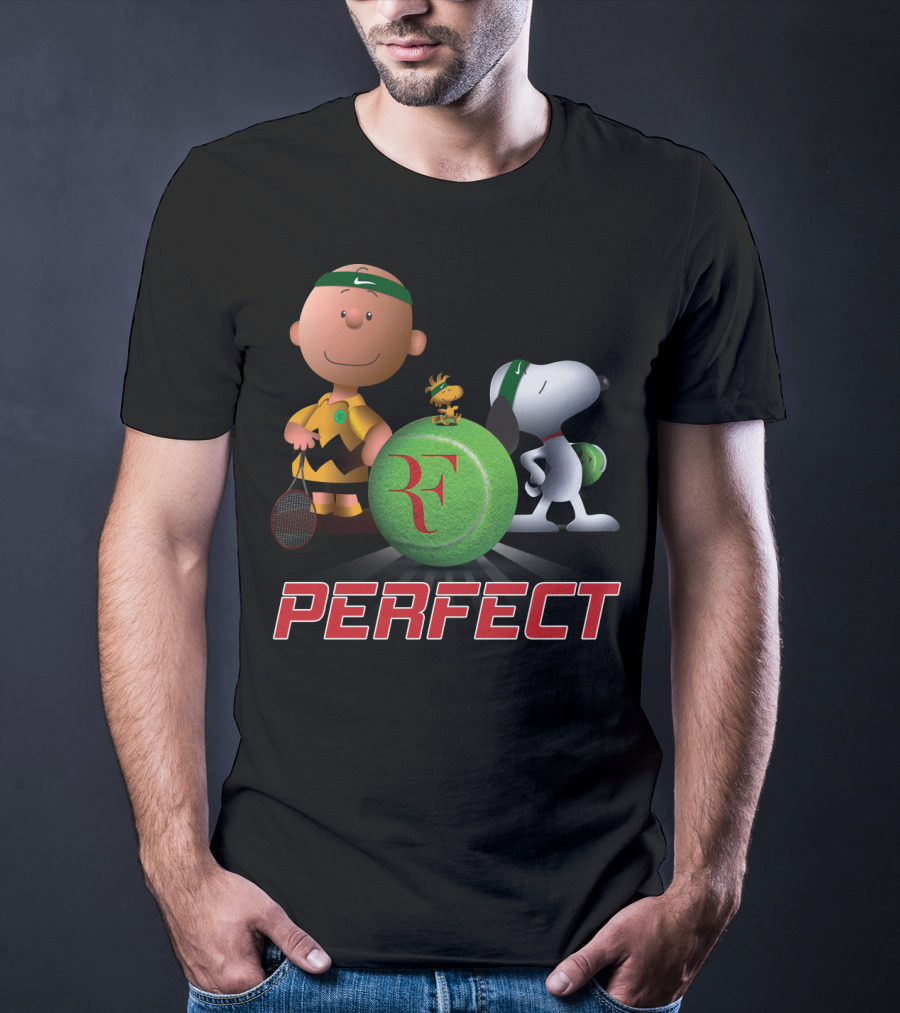 Perfect Roger Federer Tennis Pro Snoopy Charlie Brown Peanuts T-Shirt