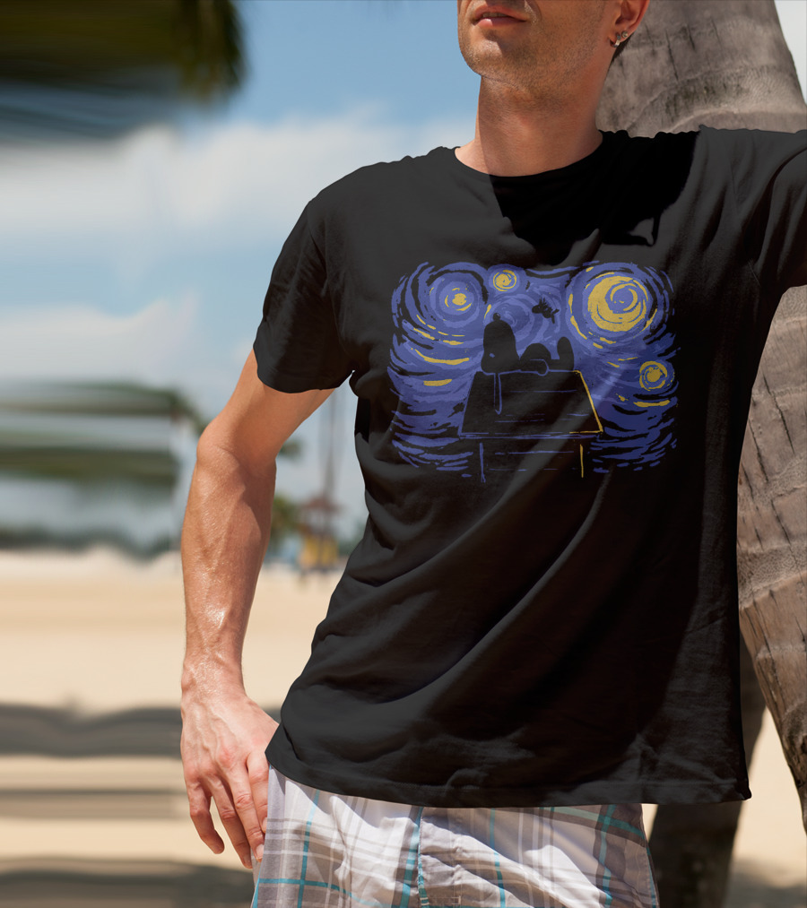Van Gogh Starry Night Snoopy Peanuts Iconic T-Shirt
