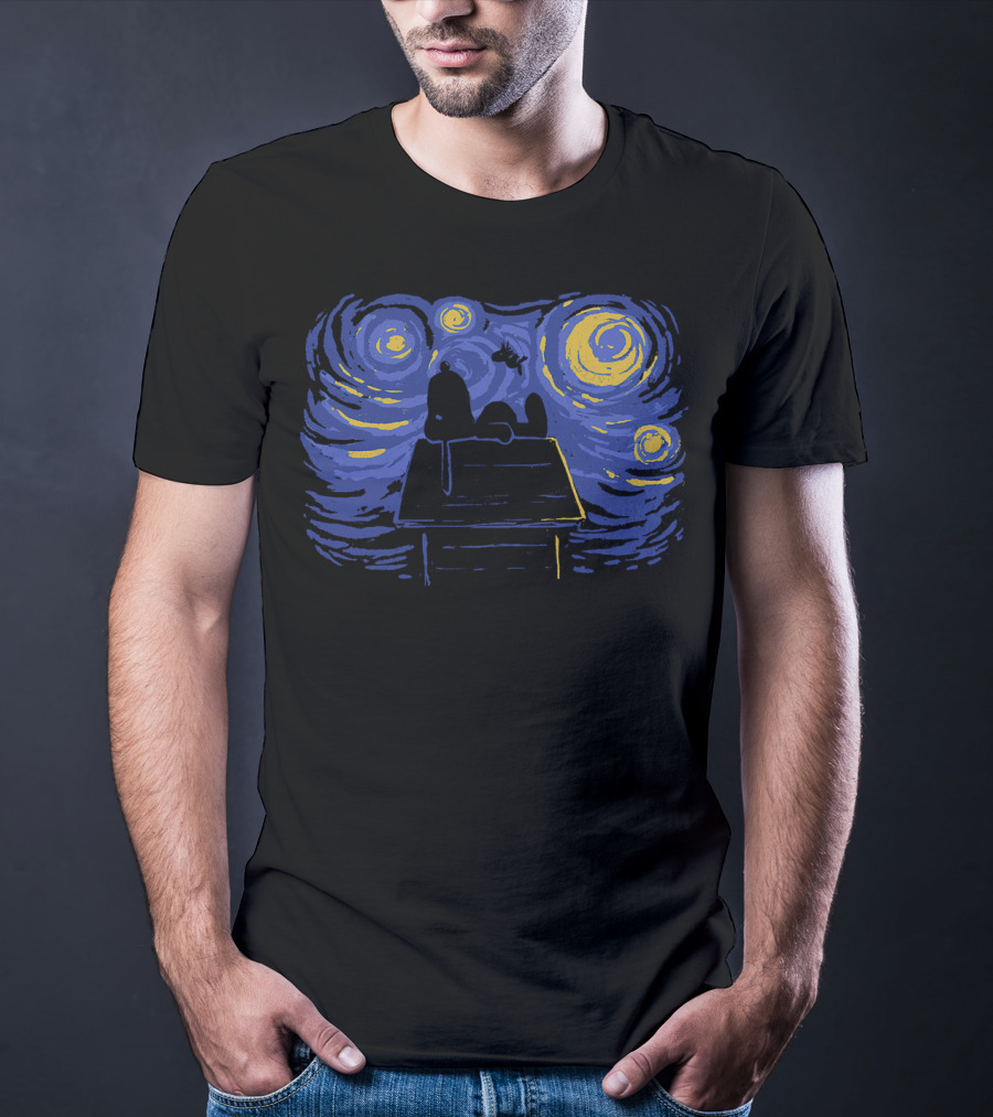 Van Gogh Starry Night Snoopy Peanuts Iconic T-Shirt