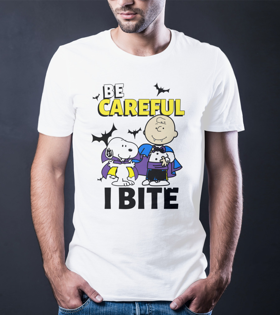 Be Careful I Bite Snoopy And Charlie Brown Halloween Peanuts Movie T-Shirt
