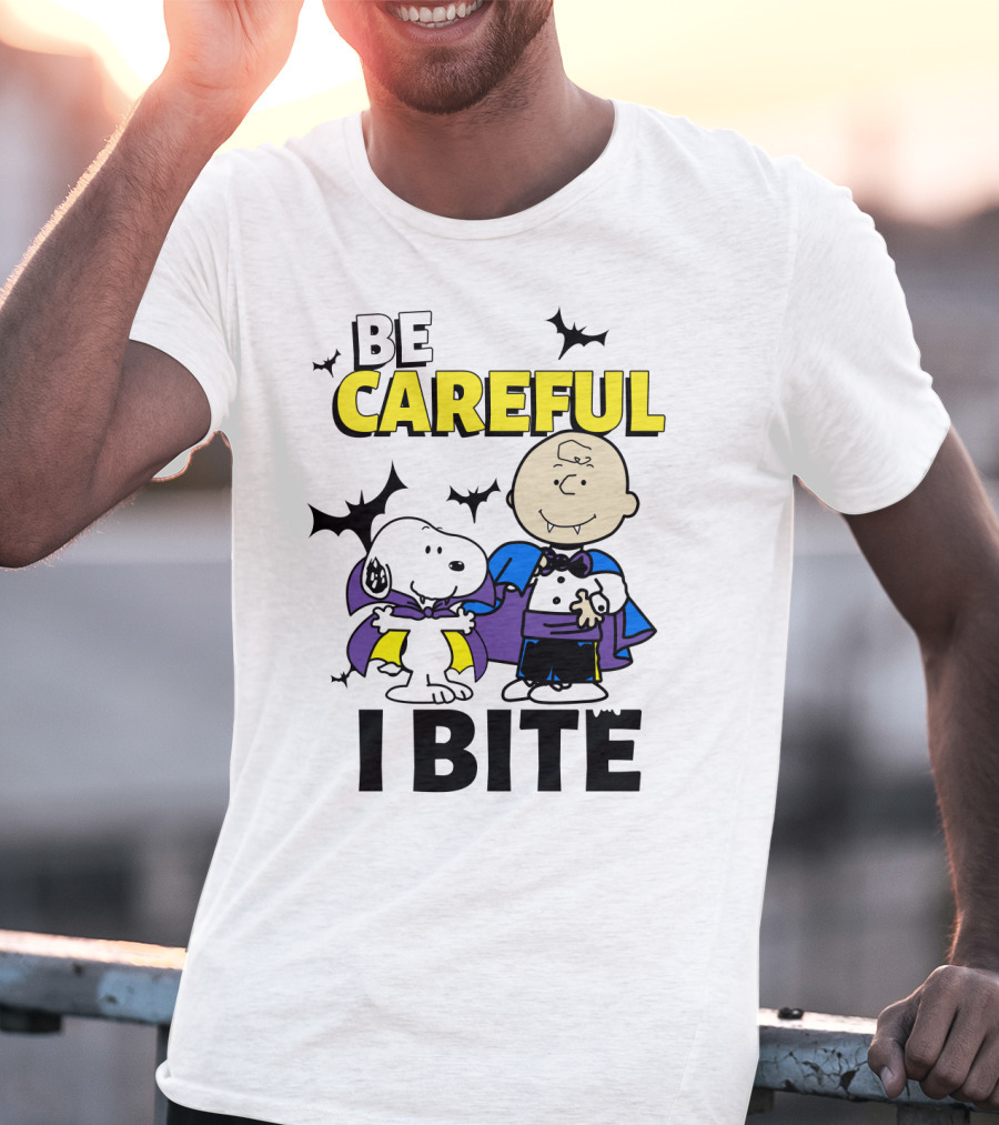 Be Careful I Bite Snoopy And Charlie Brown Halloween Peanuts Movie T-Shirt