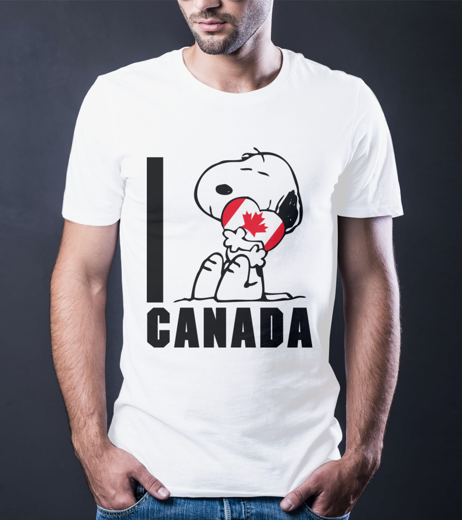 I Love Canada Snoopy Hugging Maple Leaf The Peanuts Movie T-Shirt
