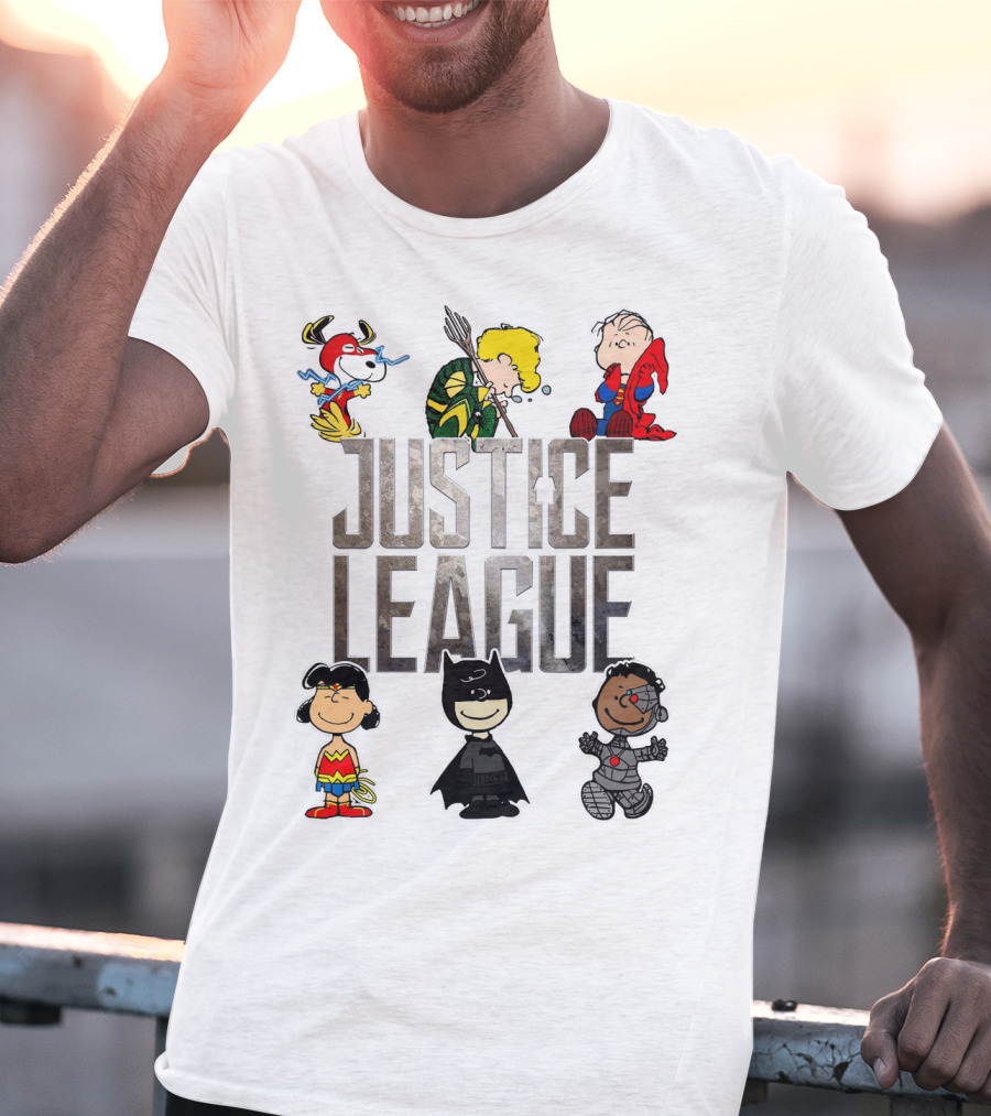 Justice League Peanuts Characters Featuring Snoopy Linus And Friends T-Shirt