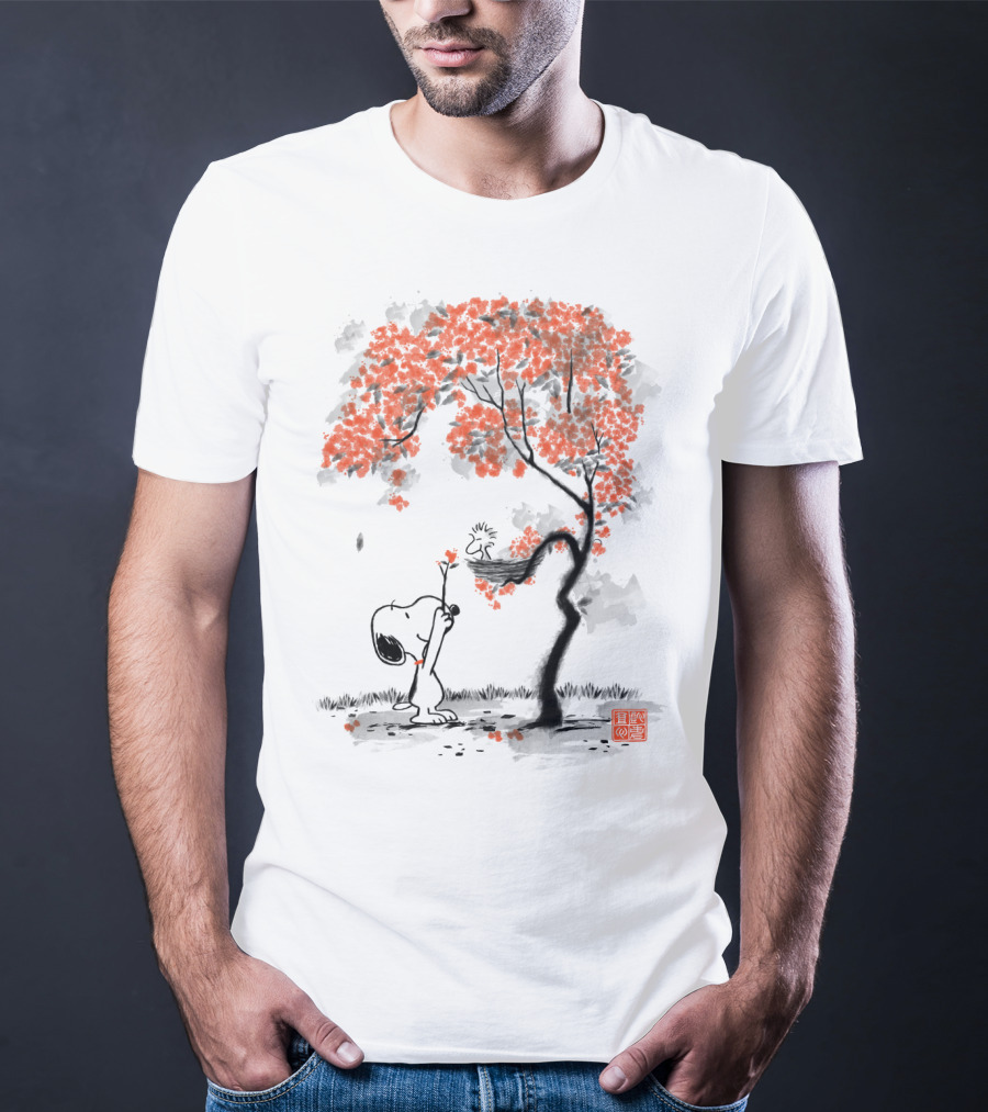 Snoopy Sumi E Tree Japanese Style The Peanuts Movie T-Shirt