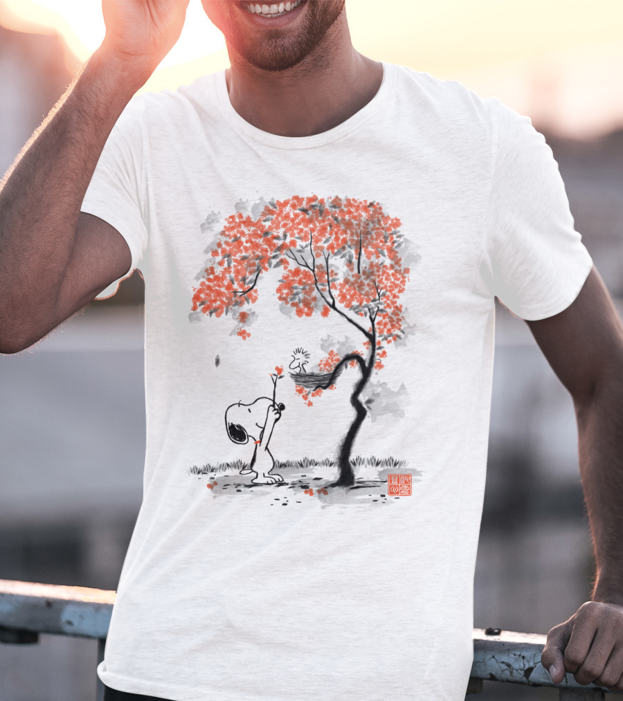 Snoopy Sumi E Tree Japanese Style The Peanuts Movie T-Shirt