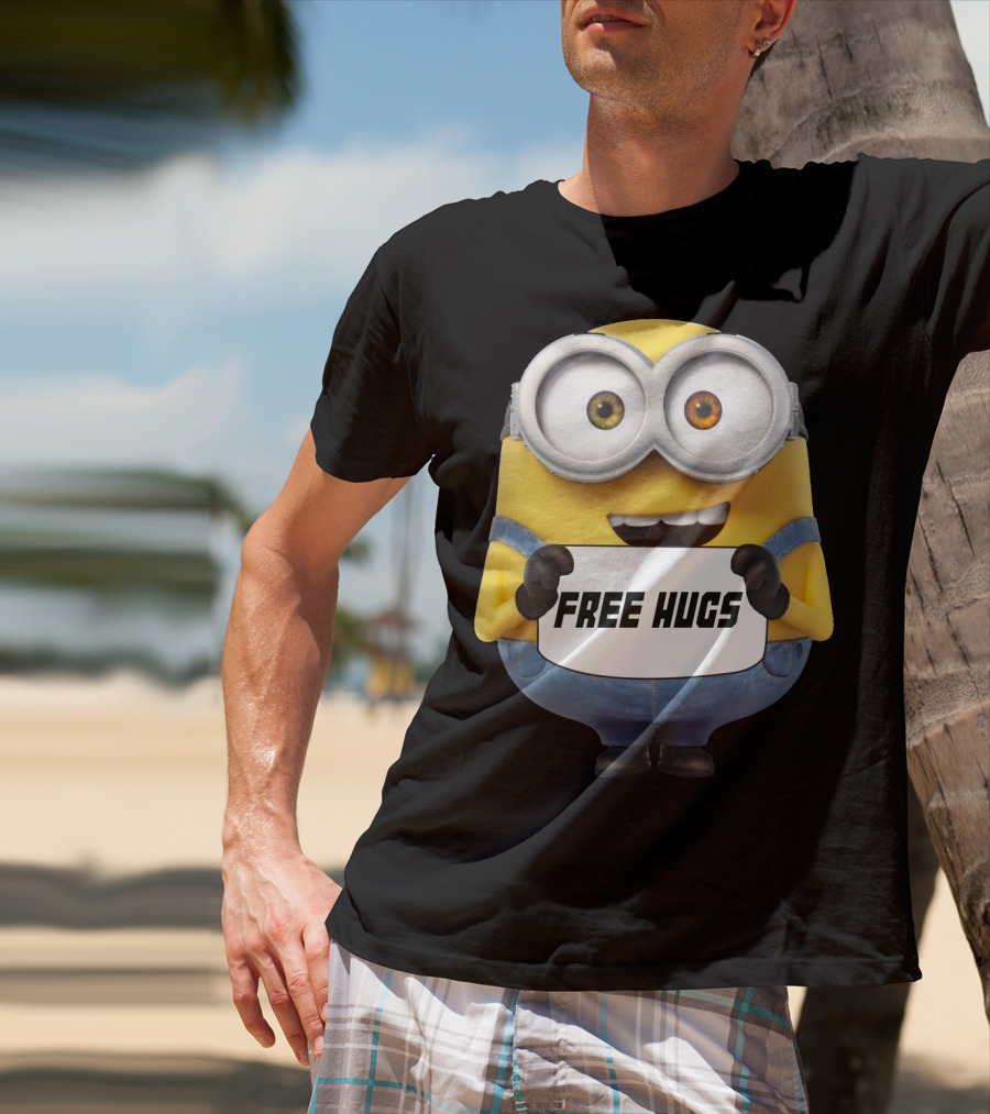 Free Hugs Bob Minion Despicable Me Sign T-Shirt
