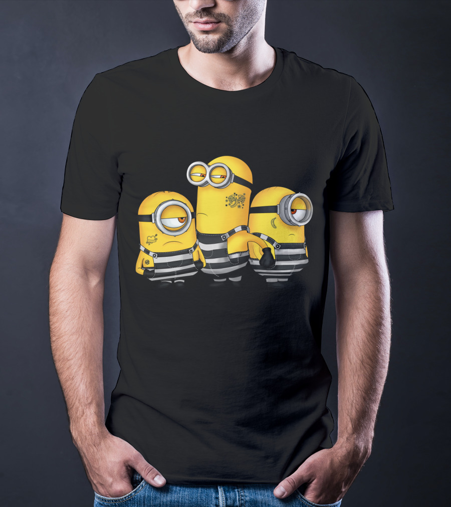Guilty Wanted Minions Despicable Me Prison Stripes Crime Scene T-Shirt
