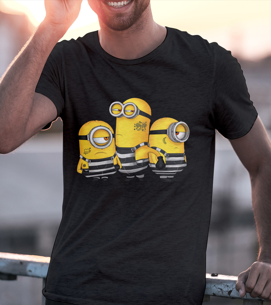 Guilty Wanted Minions Despicable Me Prison Stripes Crime Scene T-Shirt