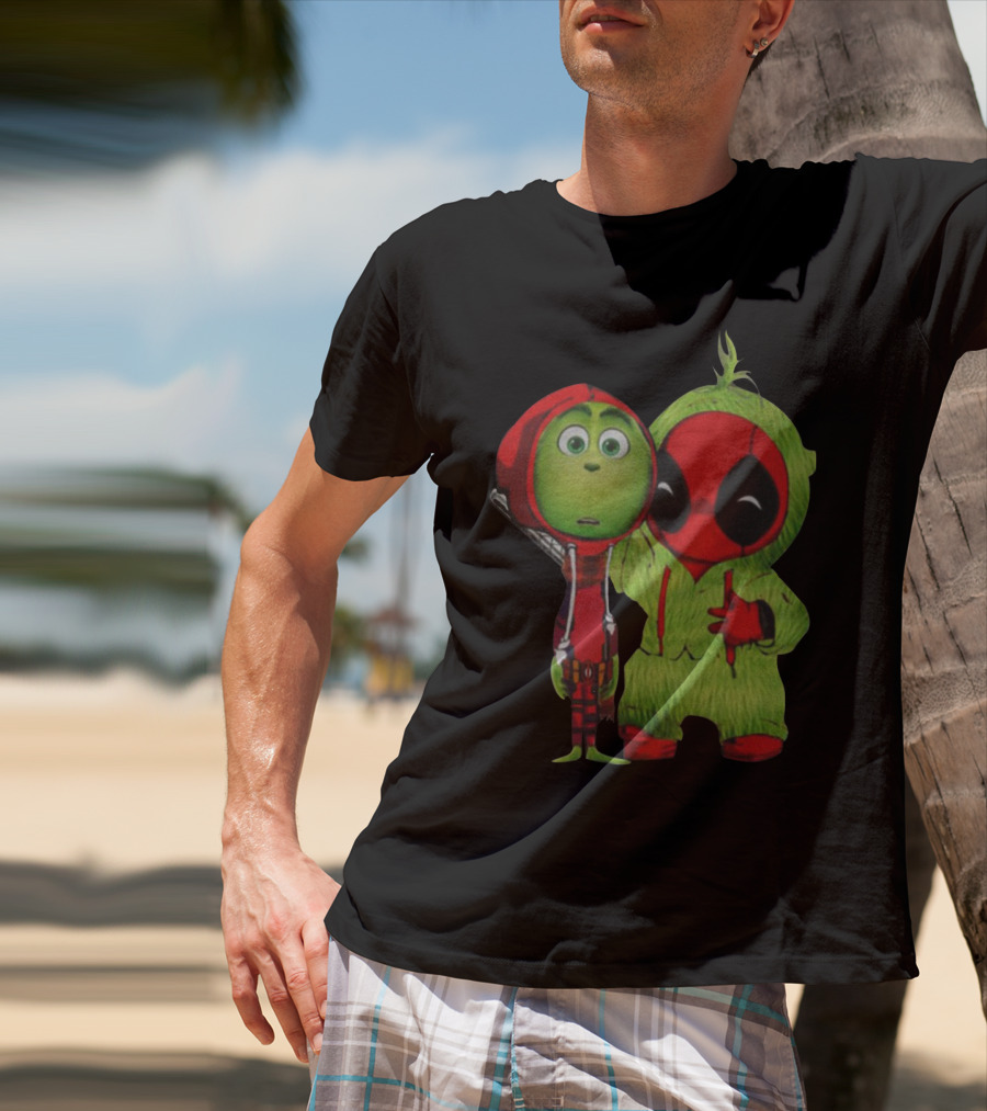 Baby Deadpool And Grinch Mashup Playful Duo T-Shirt