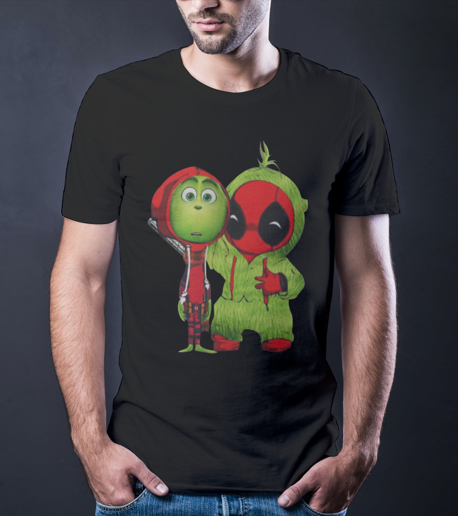 Baby Deadpool And Grinch Mashup Playful Duo T-Shirt