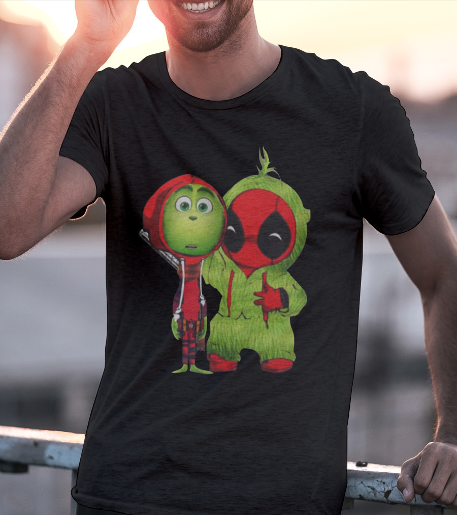 Baby Deadpool And Grinch Mashup Playful Duo T-Shirt