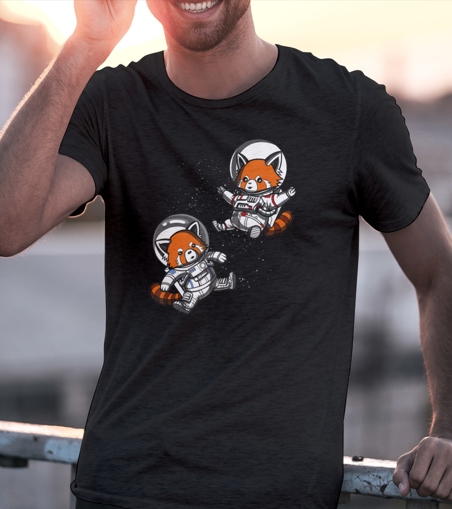 Red Panda Space Astronauts Cosmic Adventure T-Shirt