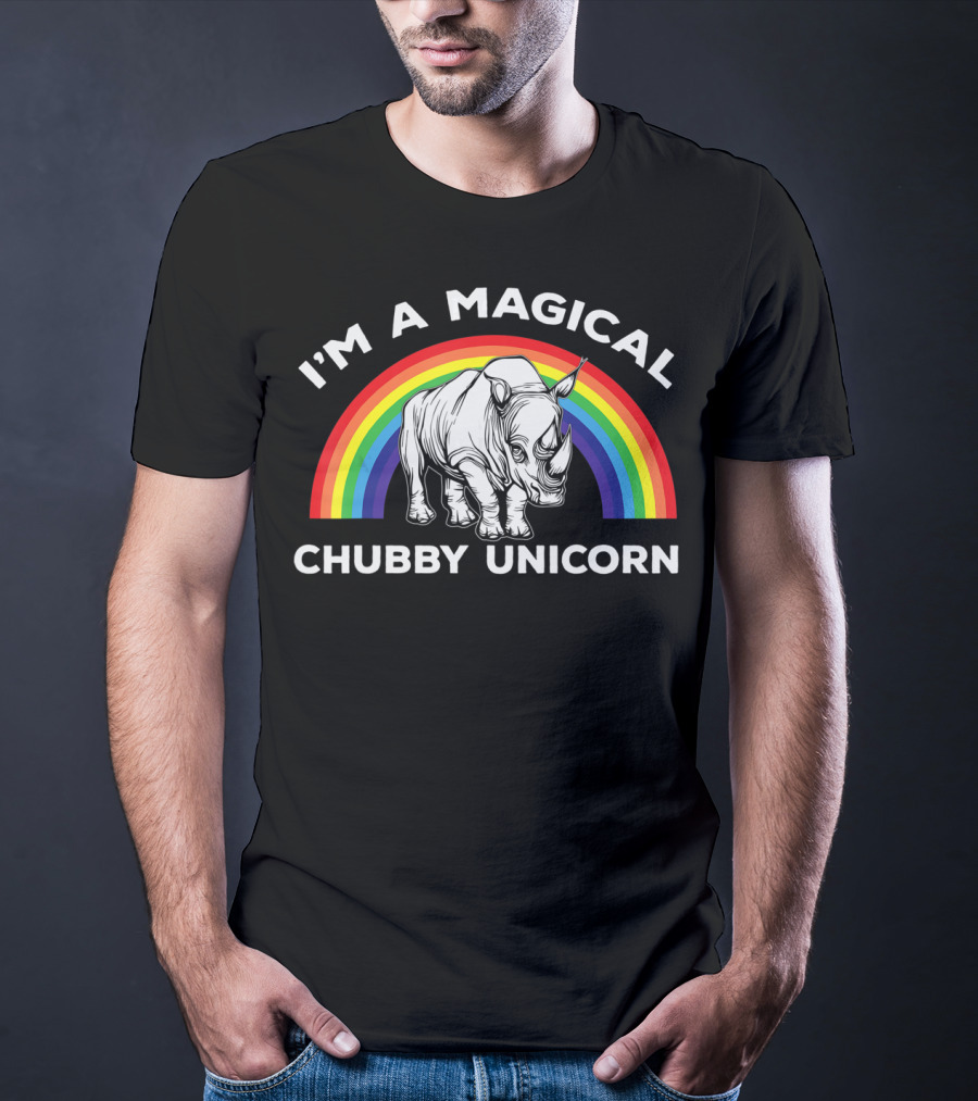 Magical Chubby Unicorn Rainbow Rhino T-Shirt