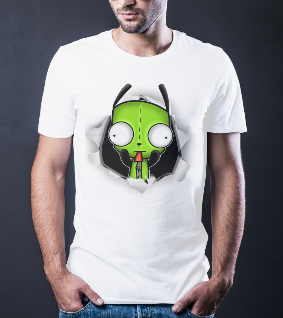 Invader Zim Gir 3D Hole Robot Face T-Shirt