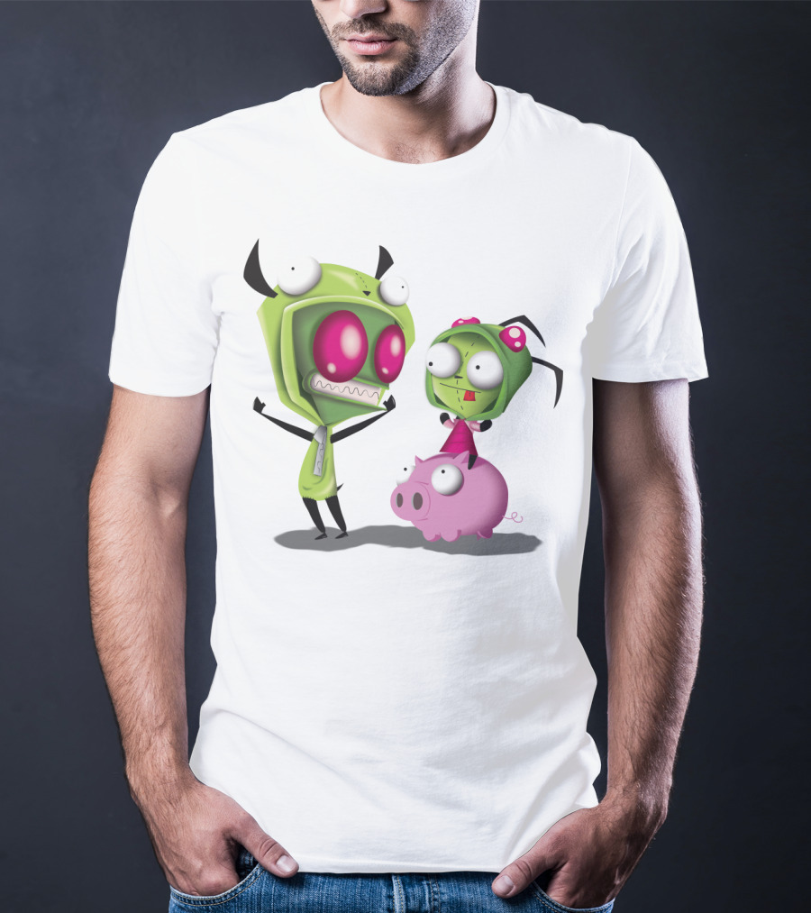 Cosplay Invader Zim Gir Halloween Characters On Pig T-Shirt