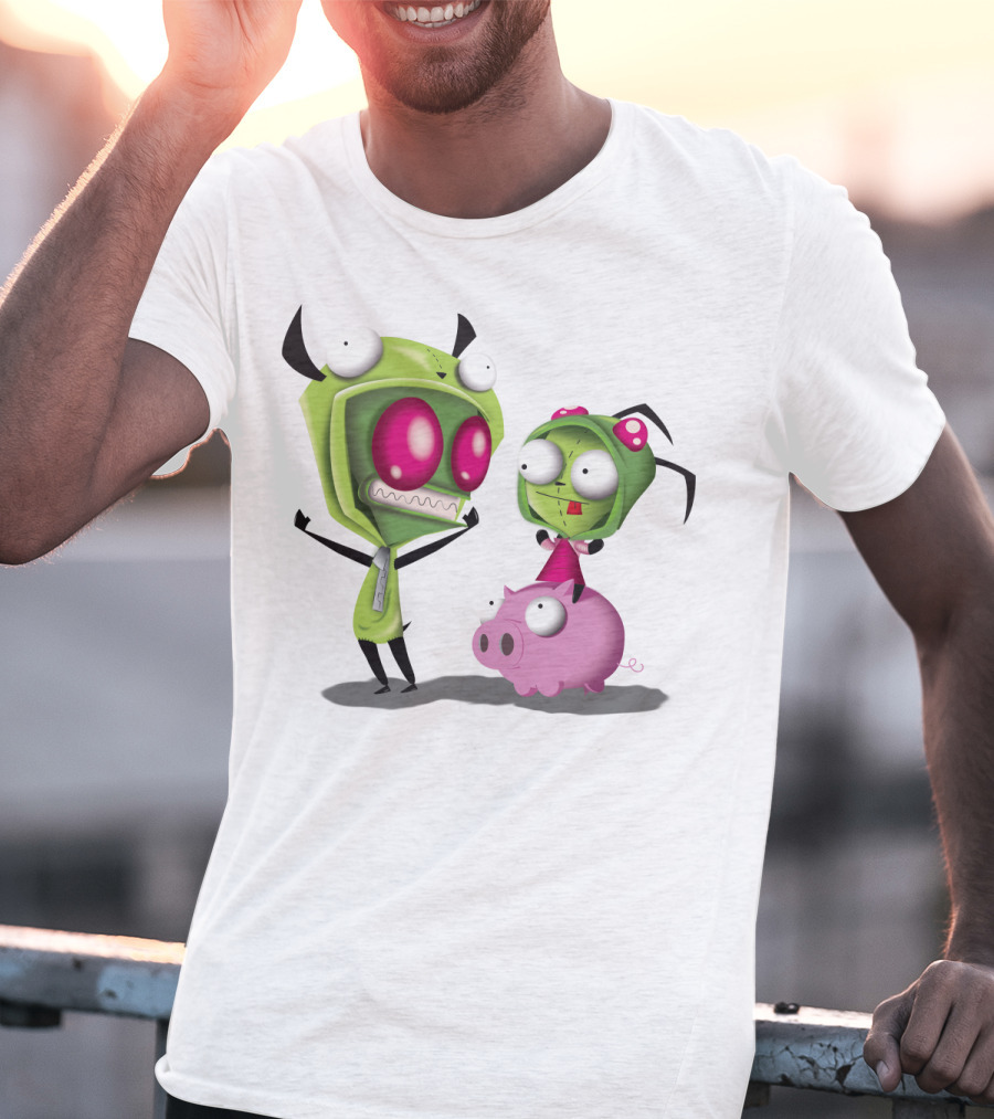 Cosplay Invader Zim Gir Halloween Characters On Pig T-Shirt