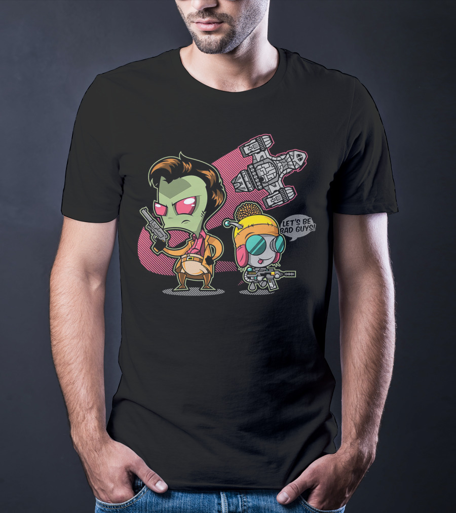 Let's Be Bad Guys Zim And Gir Invader Zim And Serenity Spaceship T-Shirt