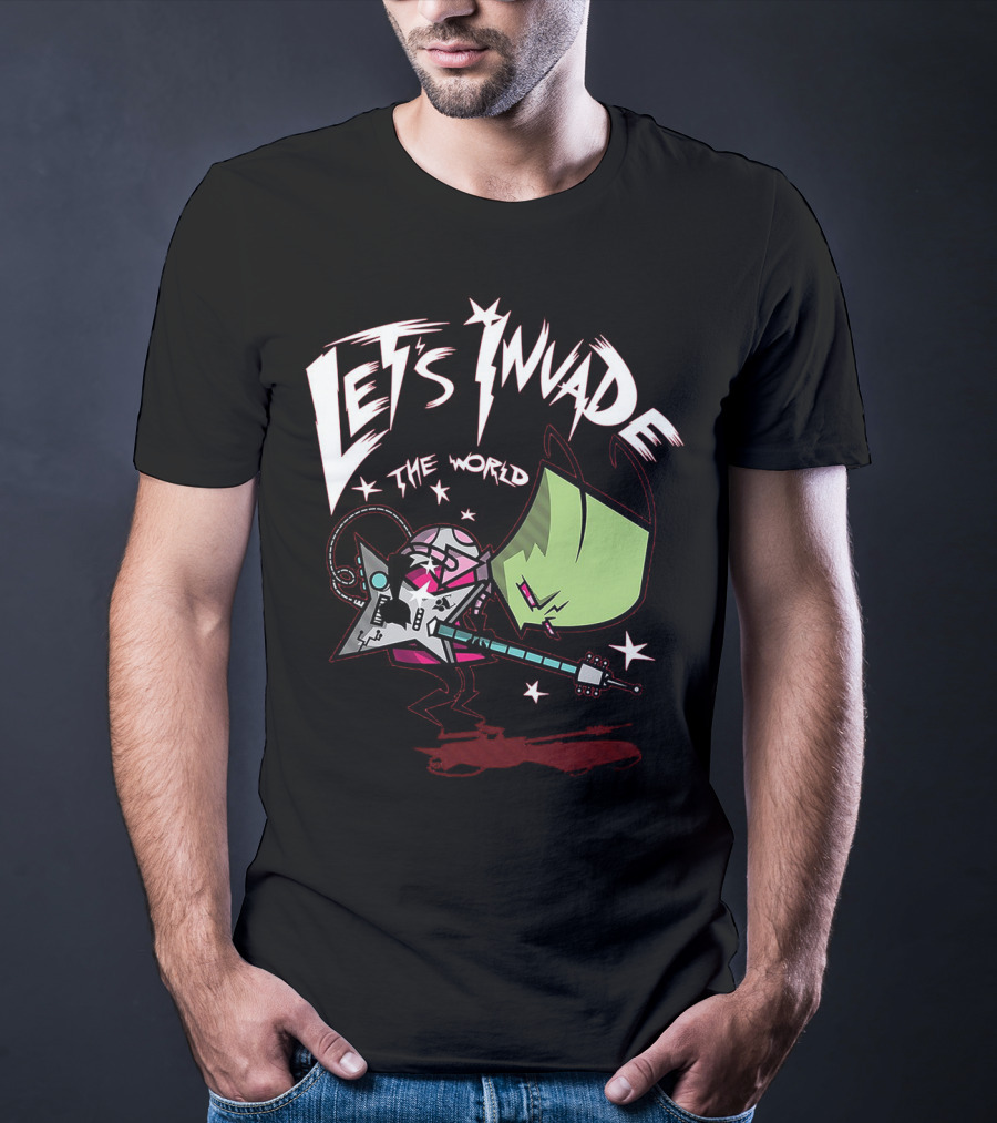 Let's Invade The World Rock Star Guitarist Gir Invader Zim T-Shirt