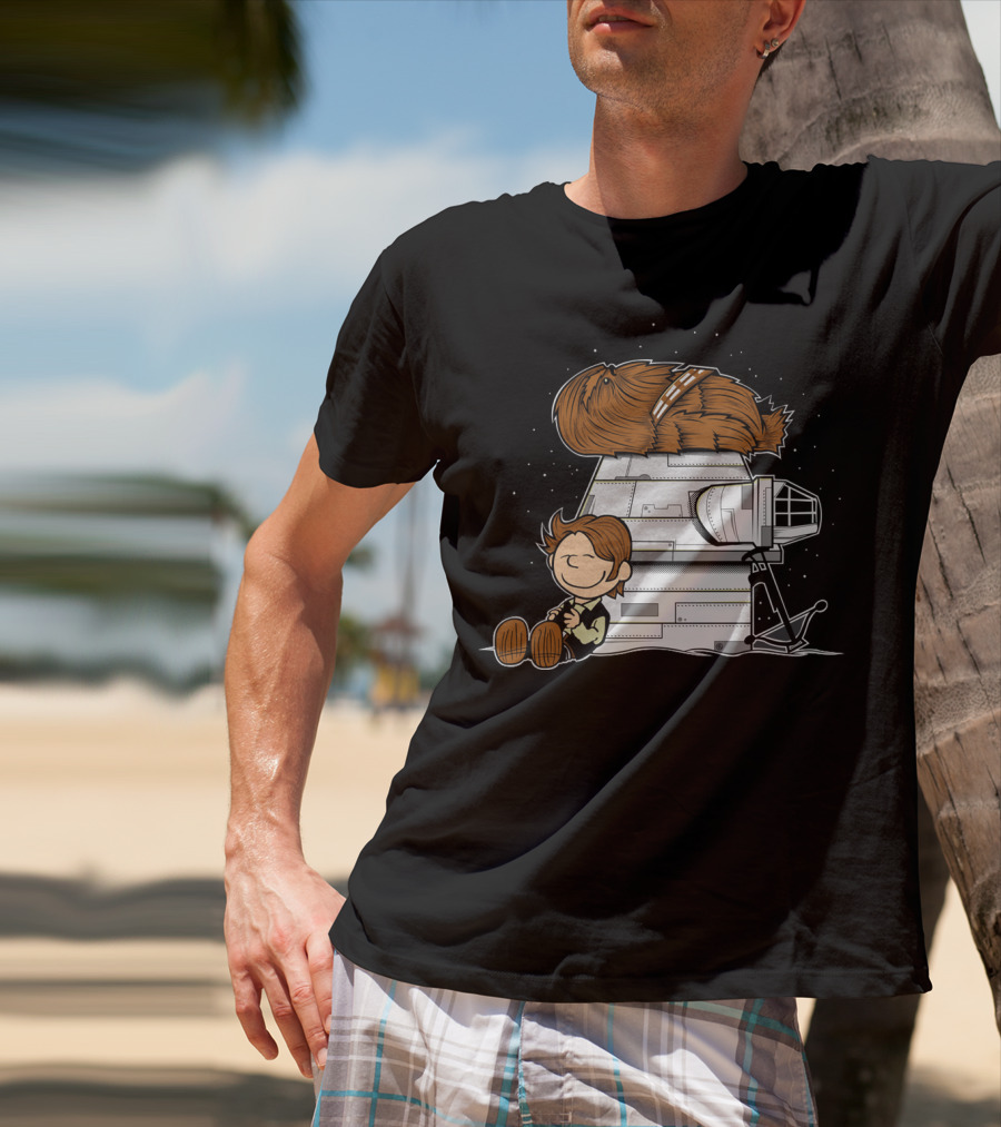 Peanuts Chewbacca Star Wars Snoopy Millennium Falcon T-Shirt