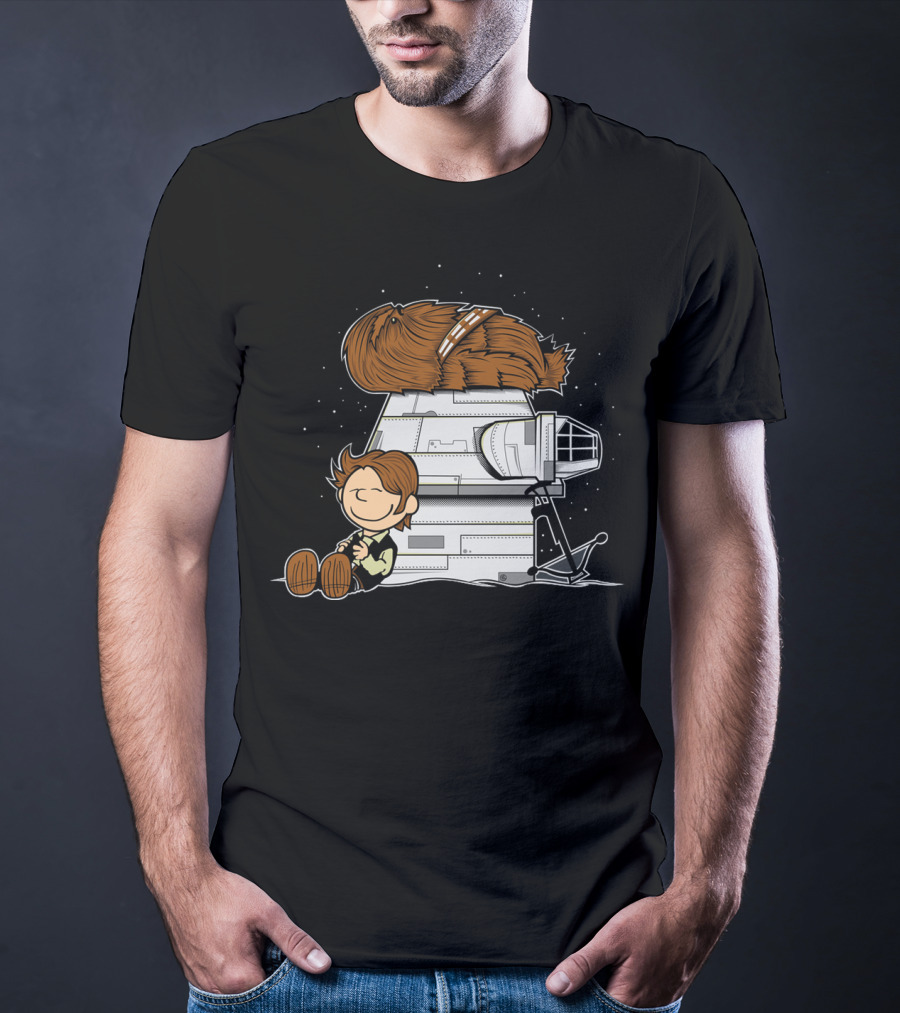 Peanuts Chewbacca Star Wars Snoopy Millennium Falcon T-Shirt