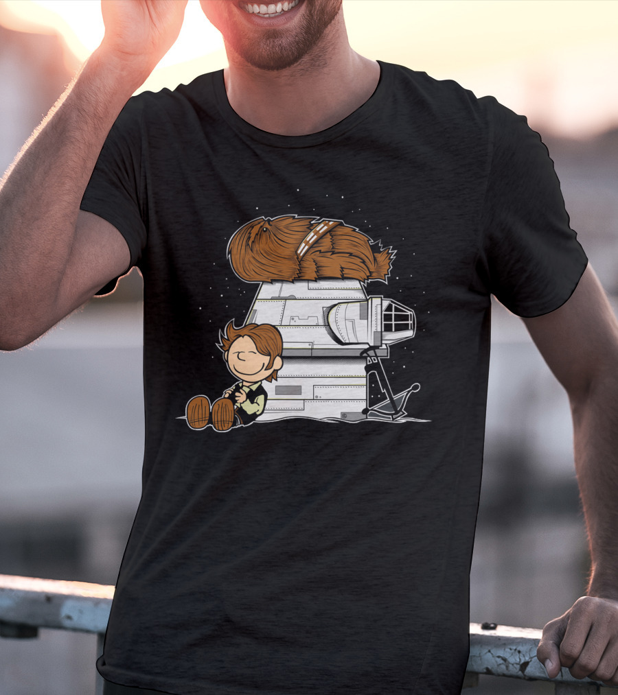 Peanuts Chewbacca Star Wars Snoopy Millennium Falcon T-Shirt